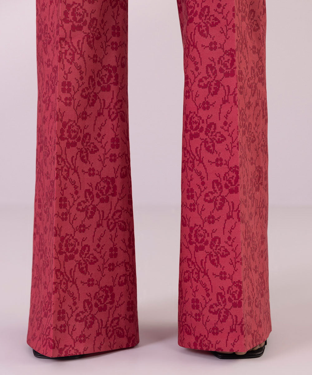 Women's Pret Cambric Pink Printed Boot cut Pants
