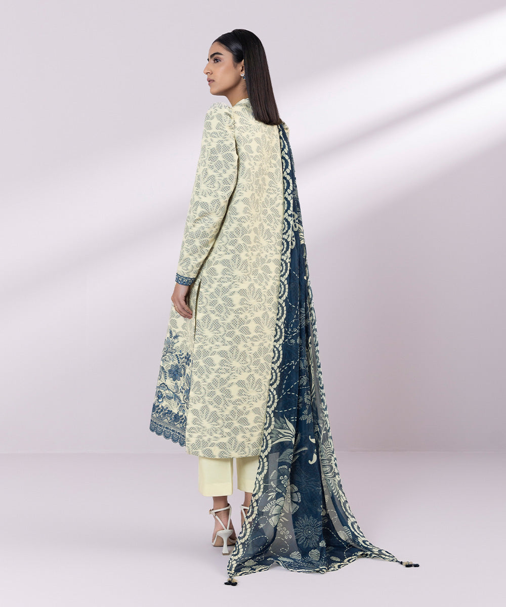 Bemberg Tissue Blue Printed Dupatta