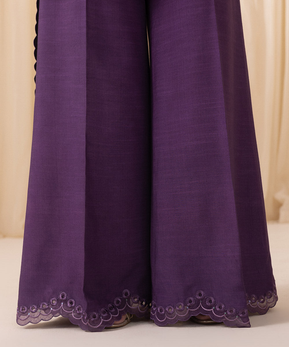 Women's Unstitched Purple Georgette Chiffon Three Piece Suit