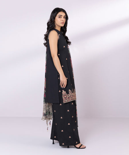 Women's Pret Cambric Embroidered Black Shalwar