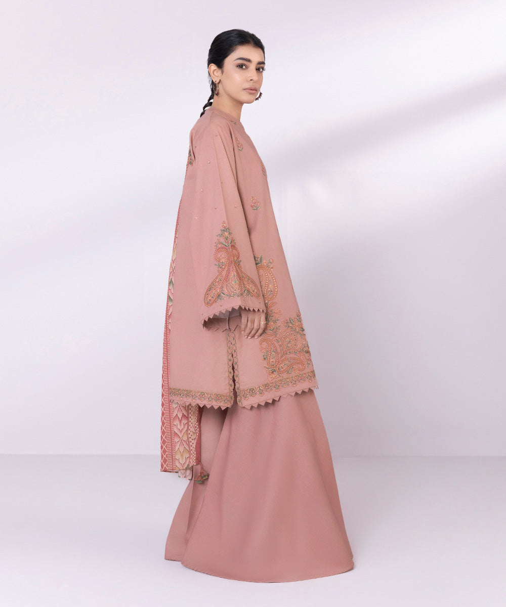 Women's Pret Cambric Pink Dyed Sharara