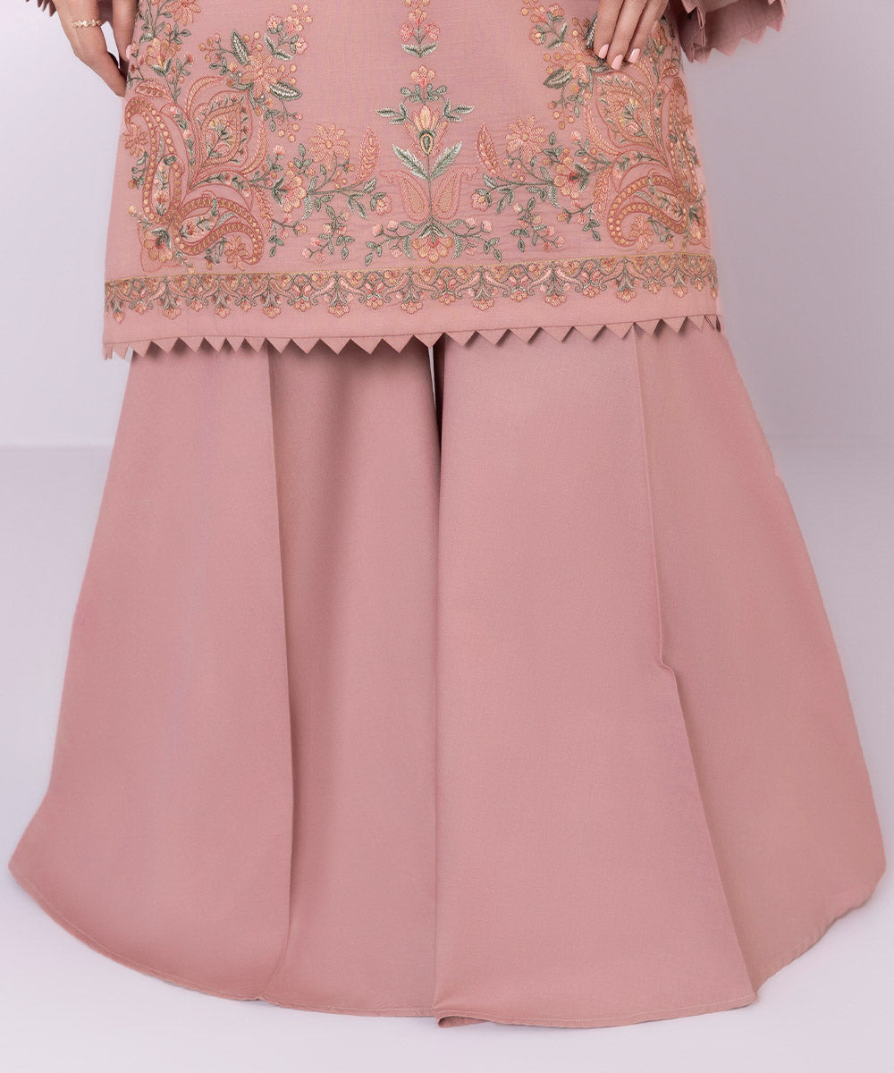 Women's Pret Cambric Pink Dyed Sharara