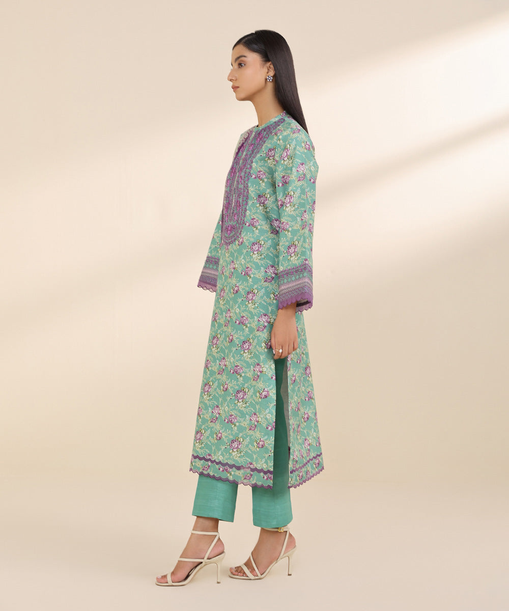 Women's Unstitched Khaddar Blue Embroidered 3 Piece Suit 