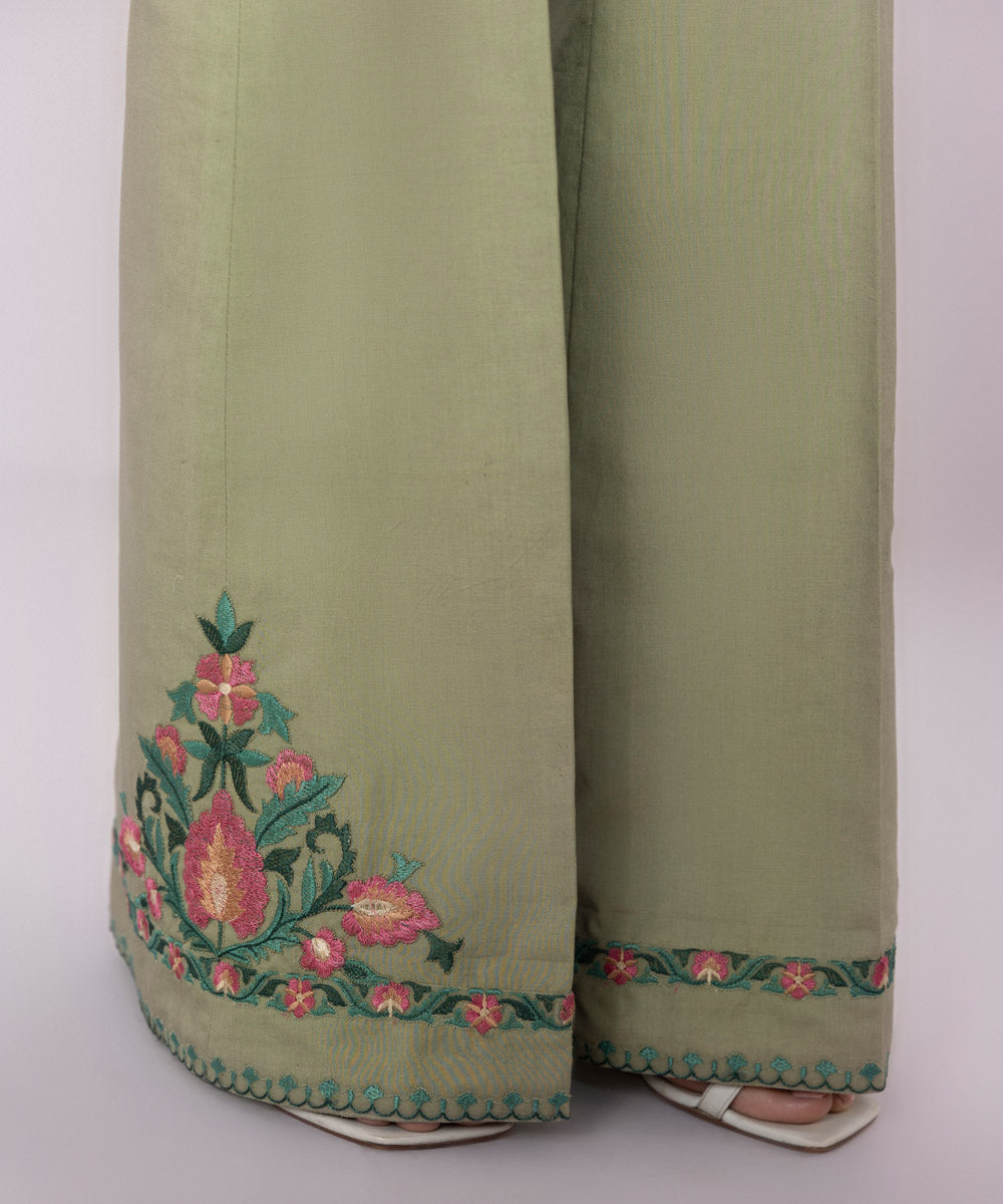 Women's Unstitched Cotton Jacquard Embroidered Pistachio Green 3 Piece Suit