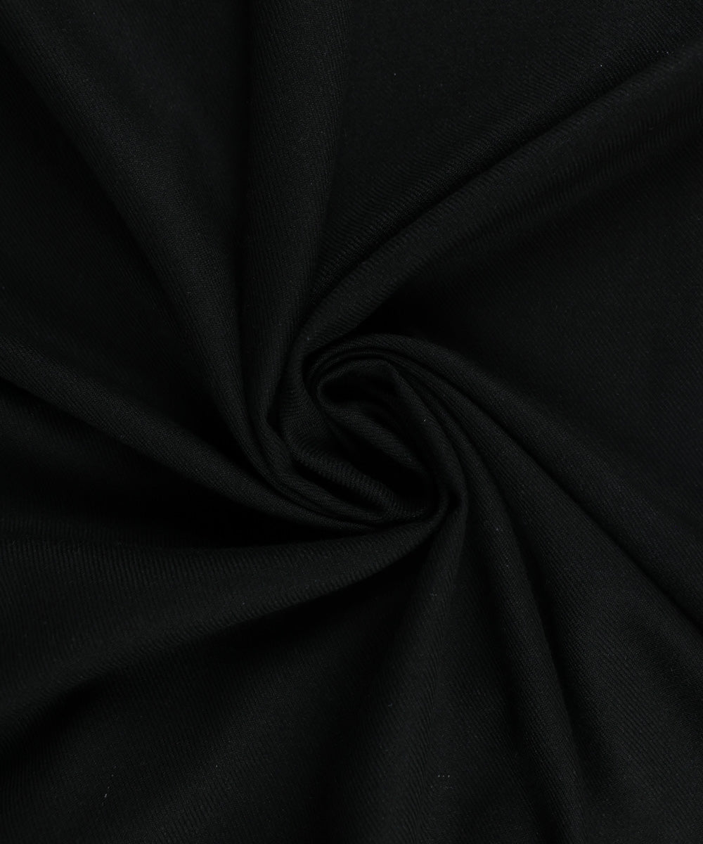 Men's Unstitched Black Blended Shawl Full Suit Fabric