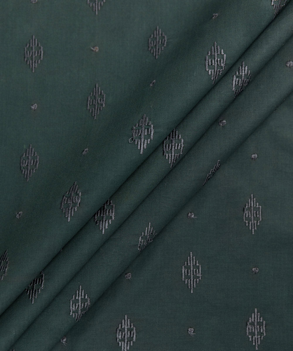 Mens Unstitched Dark Green Fine Cotton full suit fabric