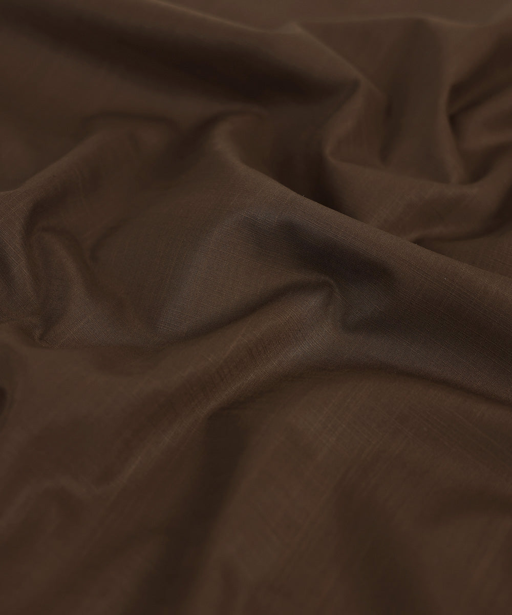 Men's Unstitched Brown Cotton Slub Full Suit Fabric