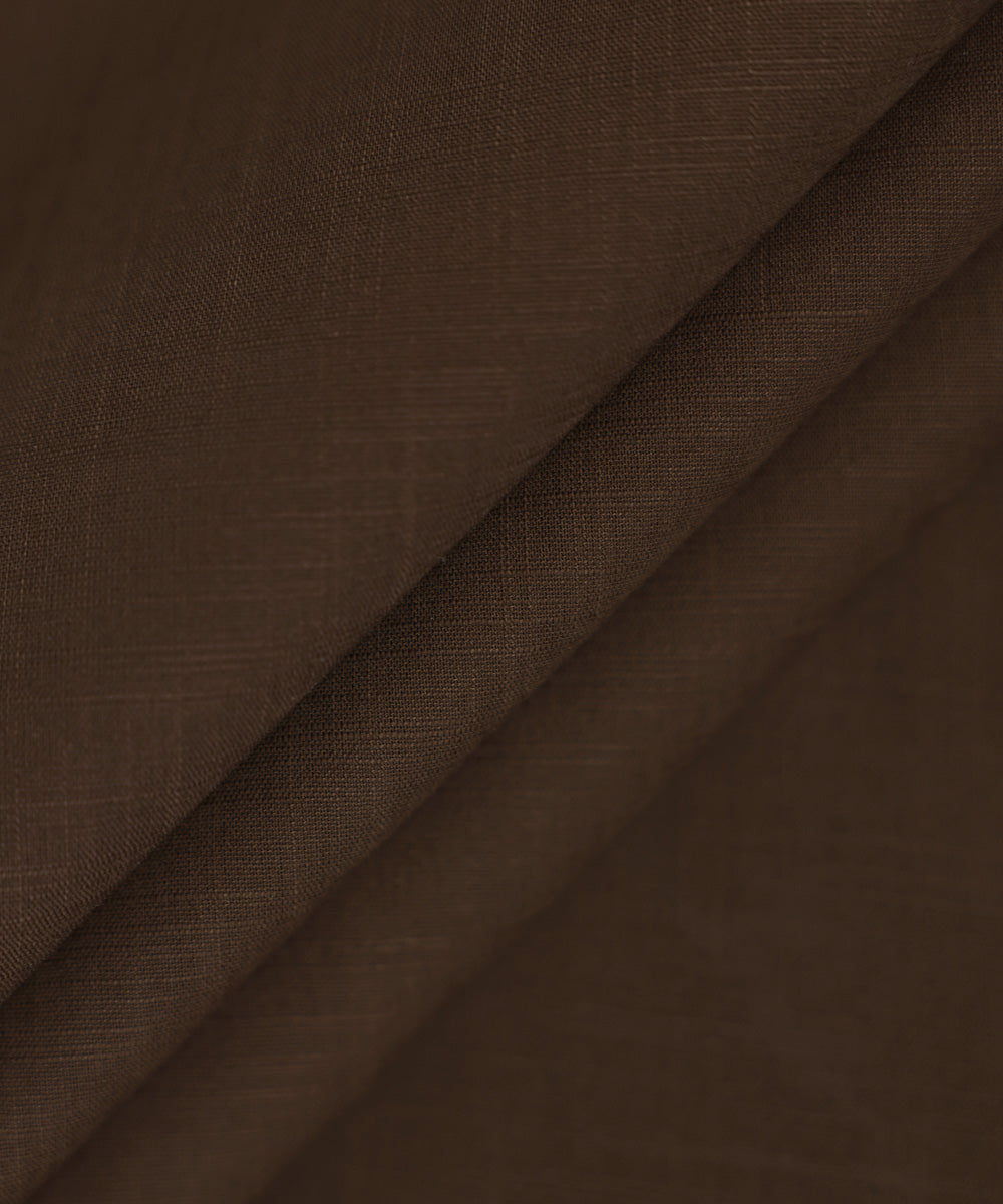 Men's Unstitched Brown Cotton Slub Full Suit Fabric