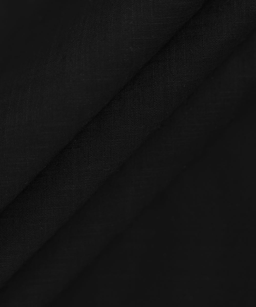 Men's Unstitched Black Cotton Slub Full Suit Fabric