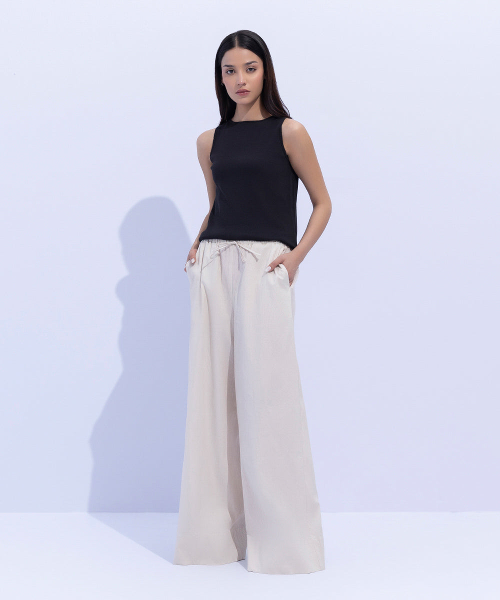 Women's Western Wear Beige Trousers