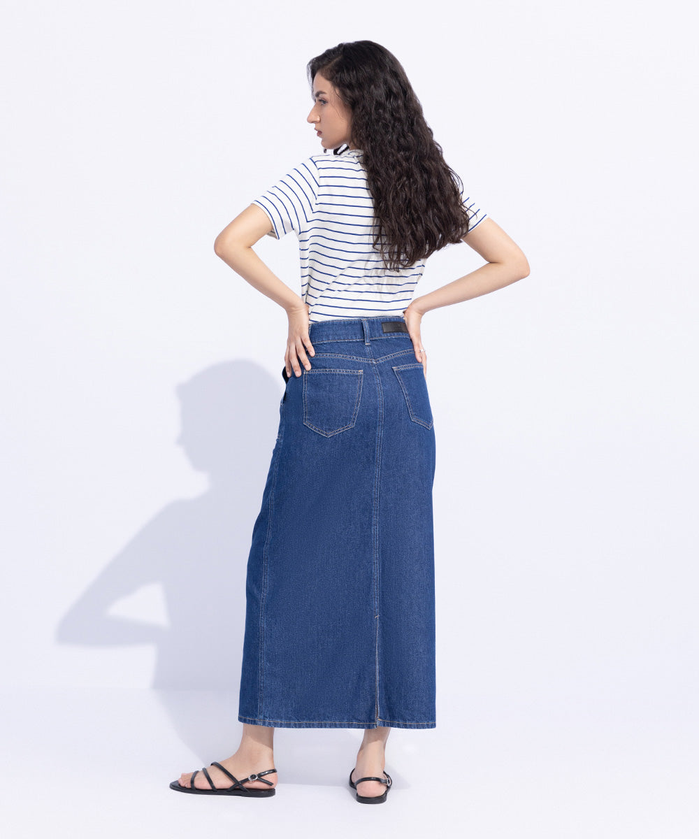 Women's Western Wear Blue Skirt