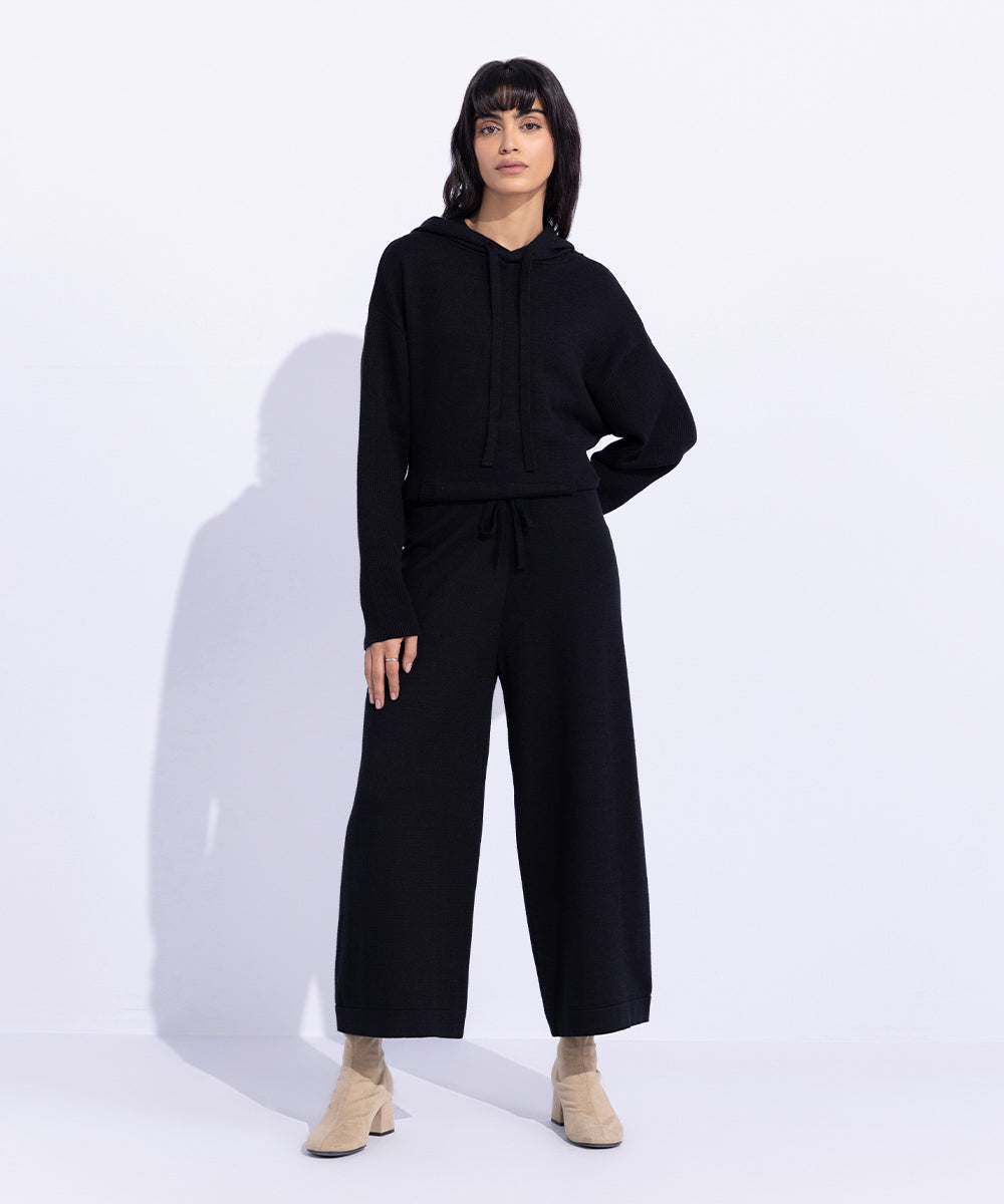 Women's Western Wear Black Knitted Culottes