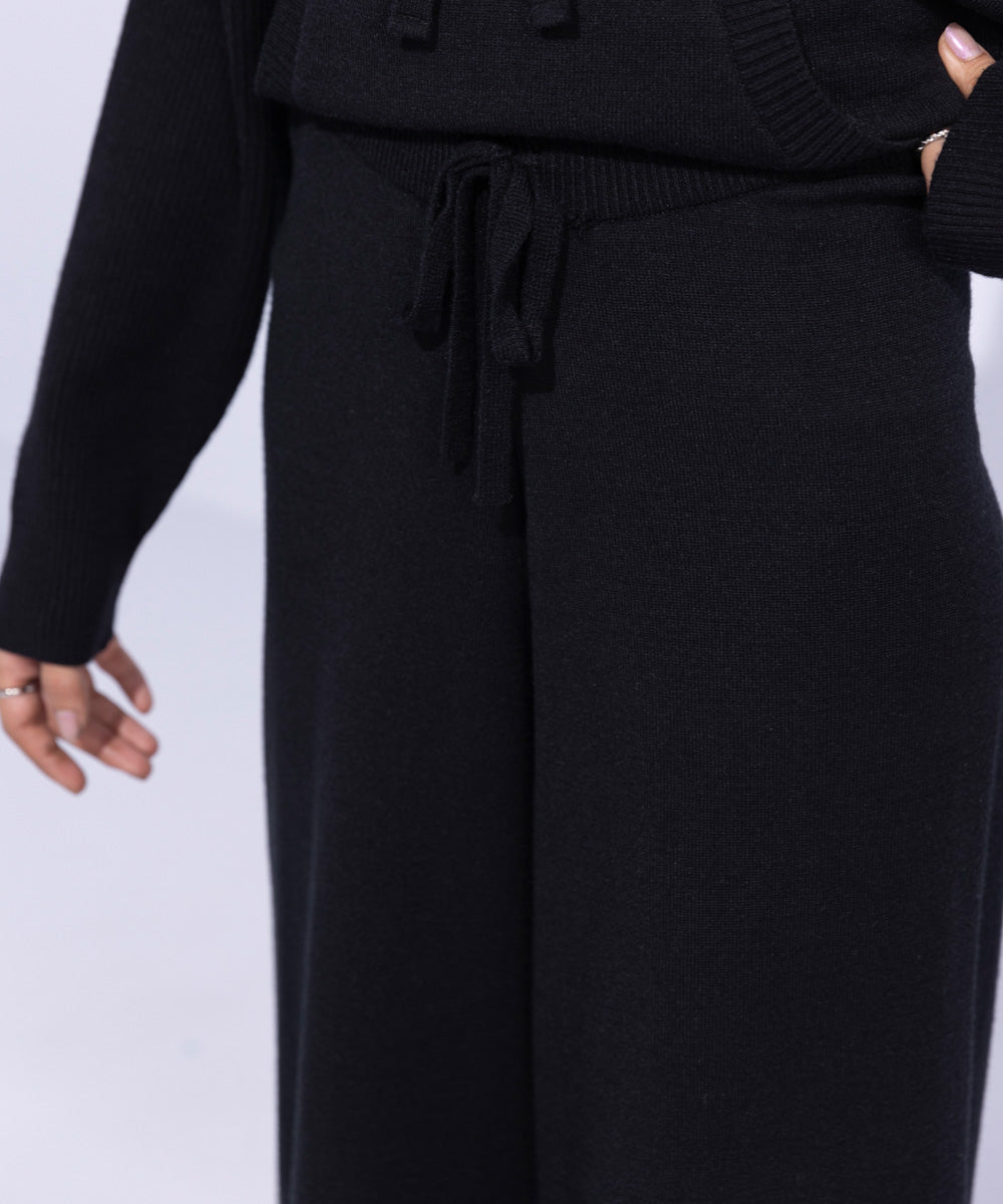 Women's Western Wear Black Knitted Culottes