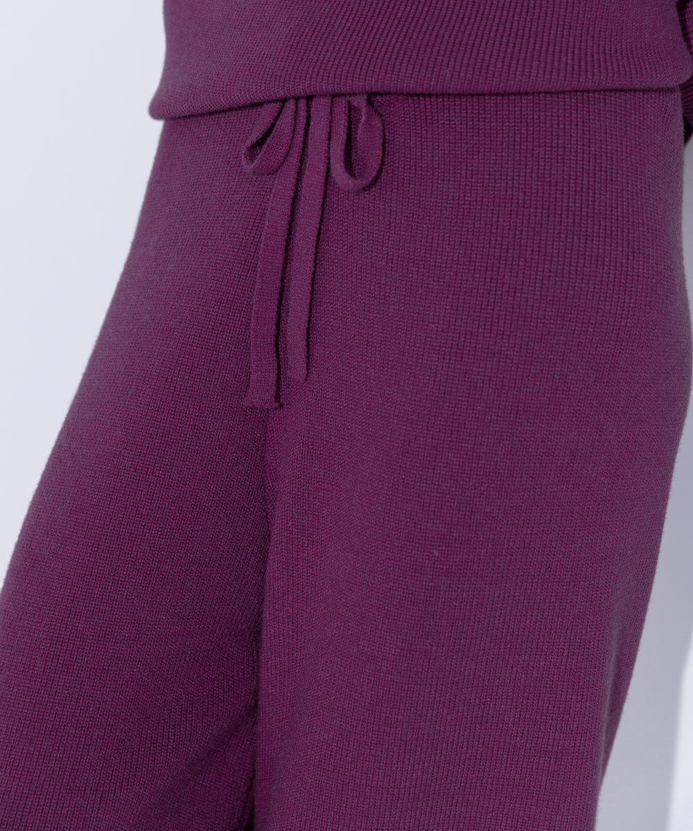 Women's Western Wear Purple Ribbed Knitted Trousers