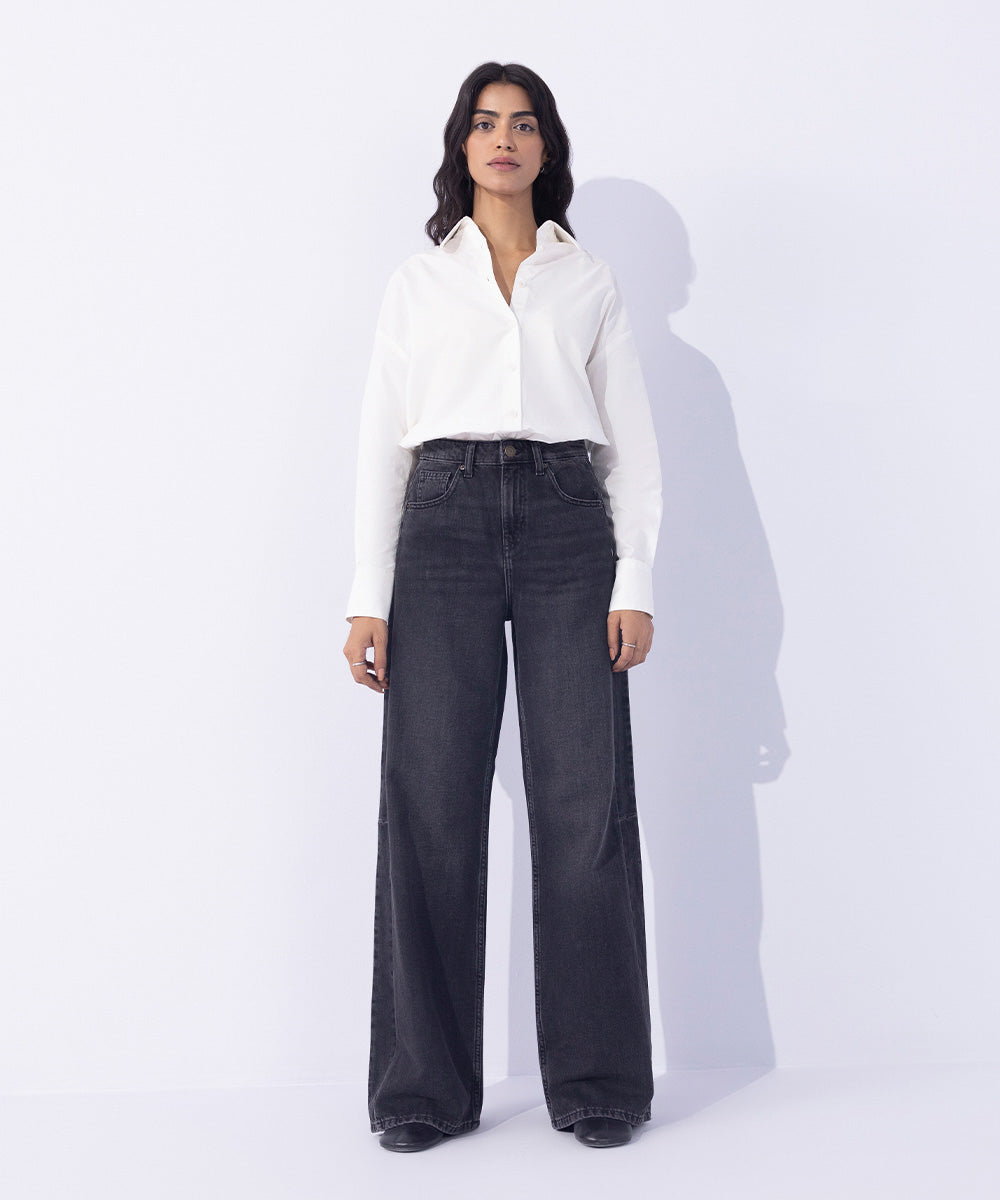 Wide Leg Jeans with Side Panel