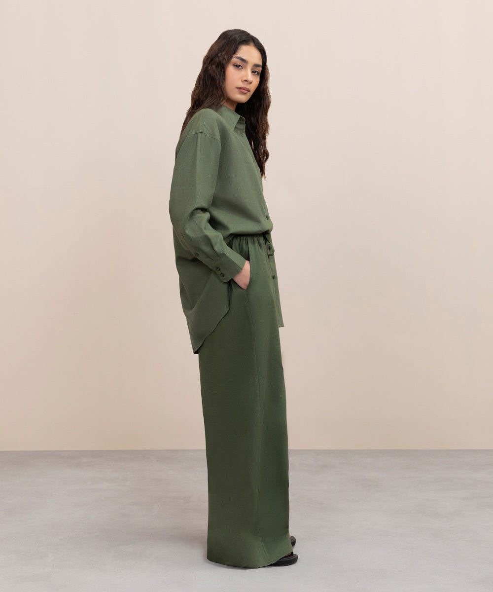 Women's Western Wear Green Culottes
