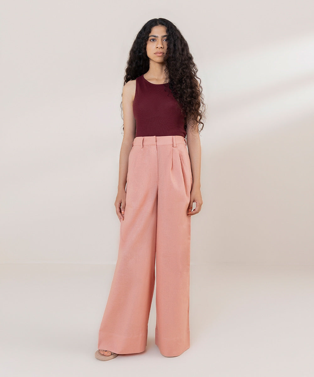 Women's Western Wear Peach Pink Trousers