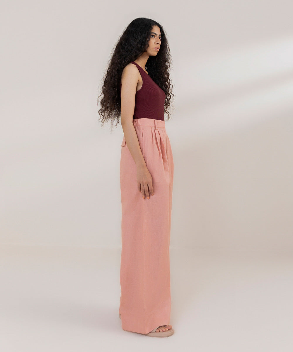 Women's Western Wear Peach Pink Trousers