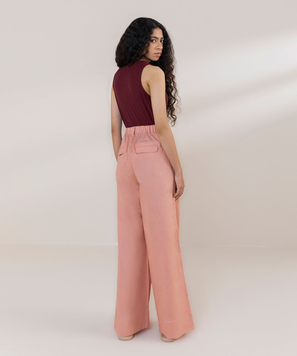 Women's Western Wear Peach Pink Trousers