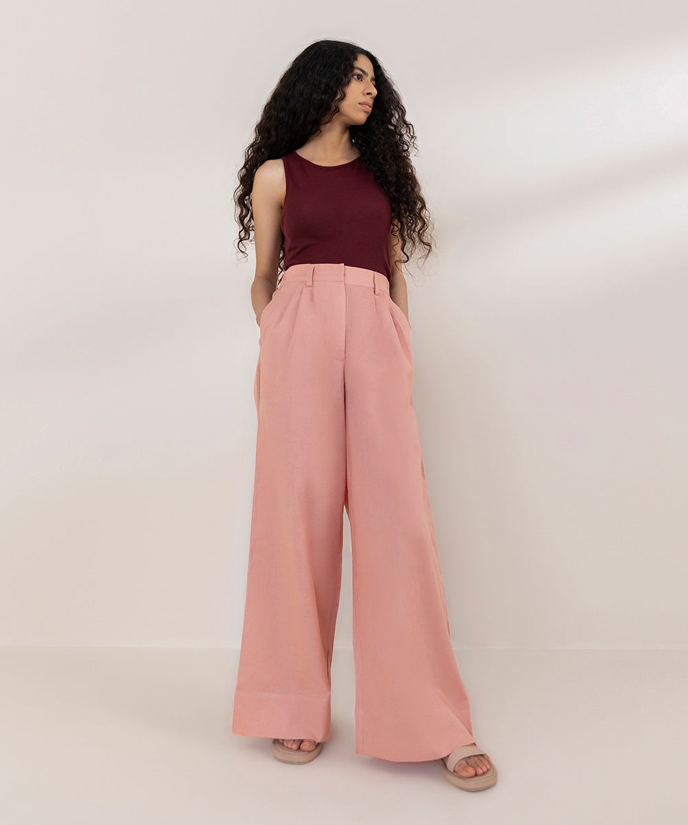 Women's Western Wear Peach Pink Trousers