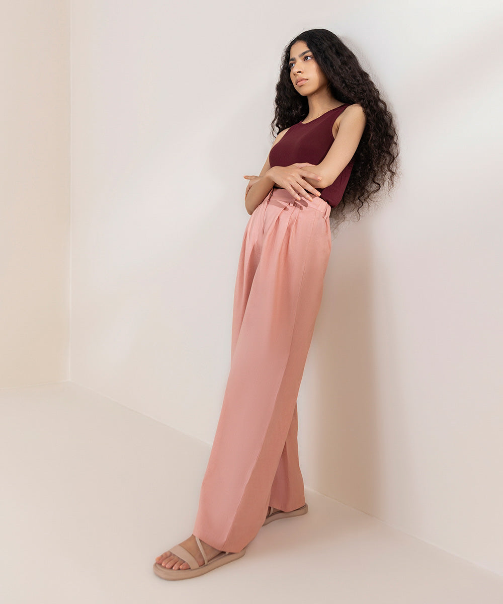 Women's Western Wear Peach Pink Trousers