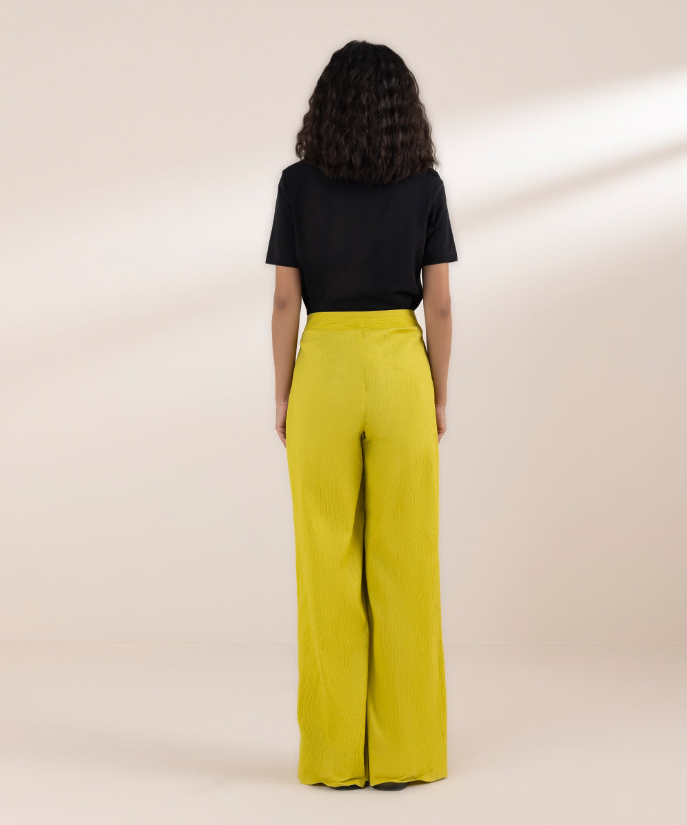 Women's Western Wear Greenish Yellow Trousers