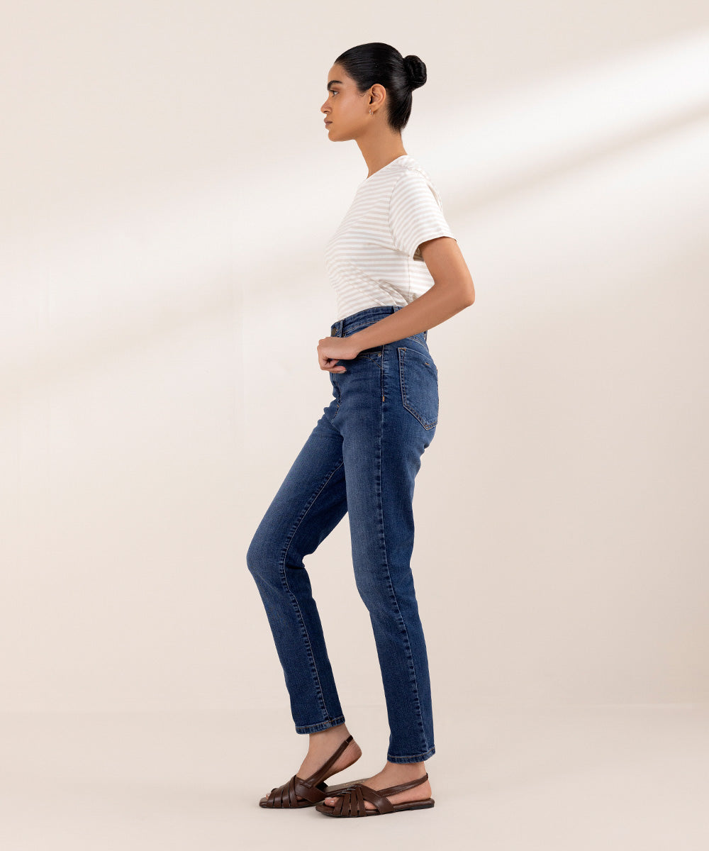 Women's Western Wear Blue Slim Fit Jeans