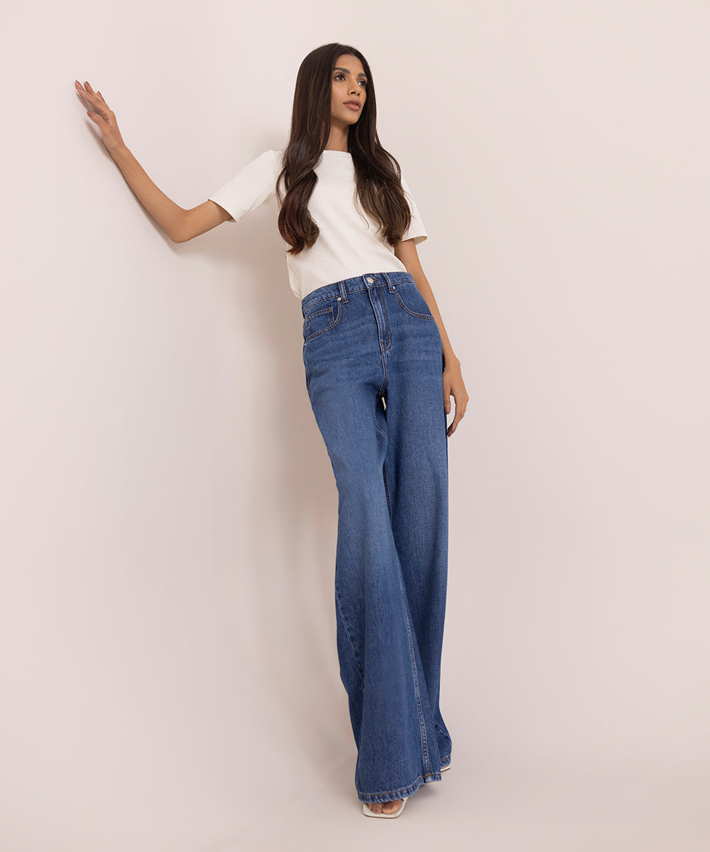 Women's Denim Solid Bell Bottom Jeans at Rs 1500, Women Bottom Jeans