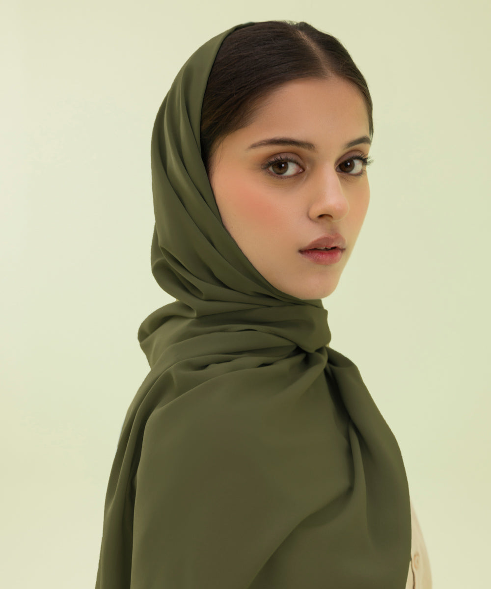 Womens Wear Flag Green Korean Chiffon Hijab 