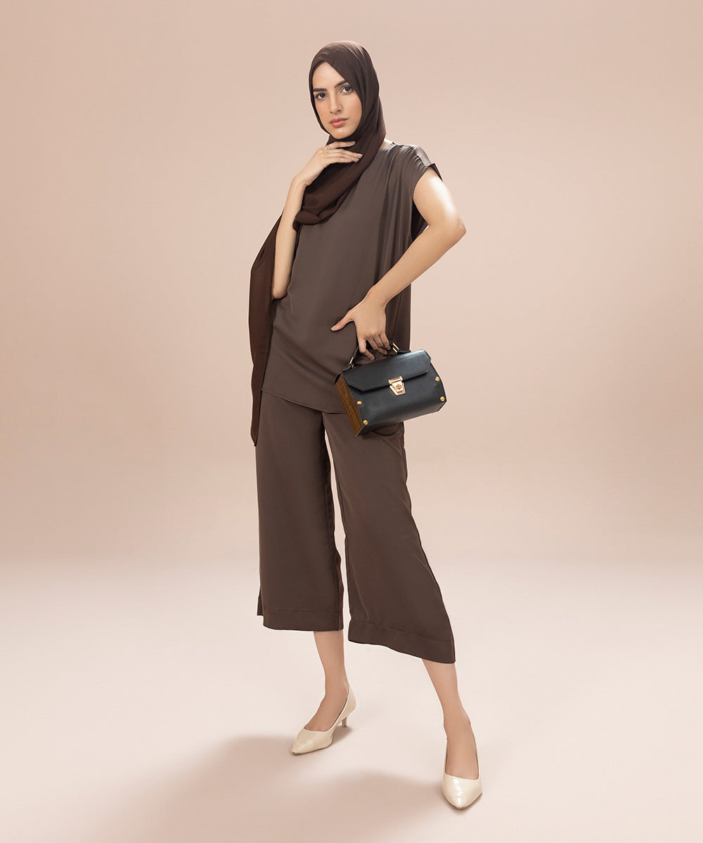 Women's Brown Korean Chiffon Basic Hijab