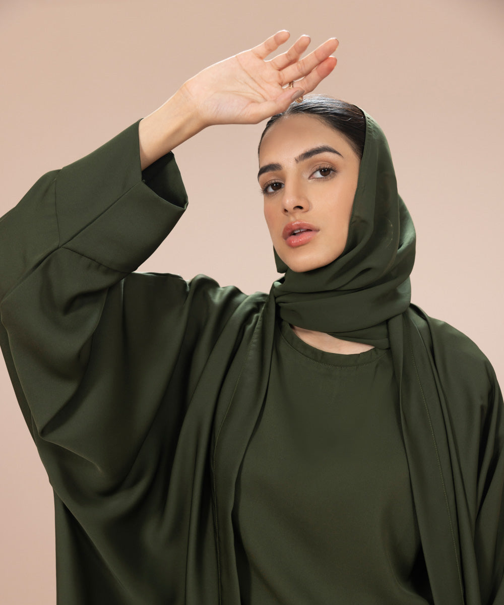 Women's Olive Korean Chiffon Basic Hijab
