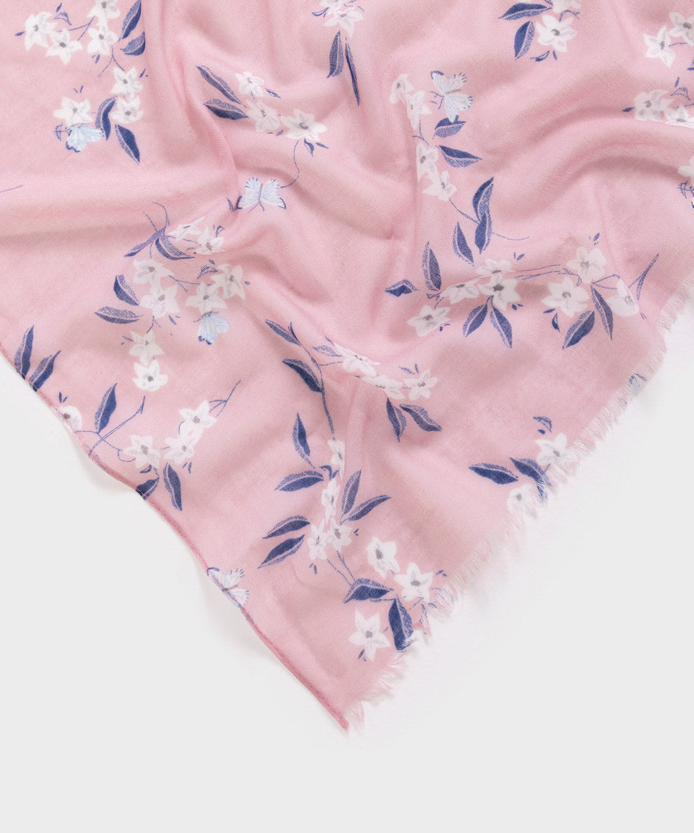 Women's Polyester Lightweight Printed Pink  West Scarf