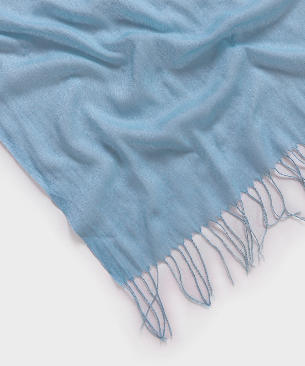 Women's Polyester Lightweight Solid Sky Blue West Scarf