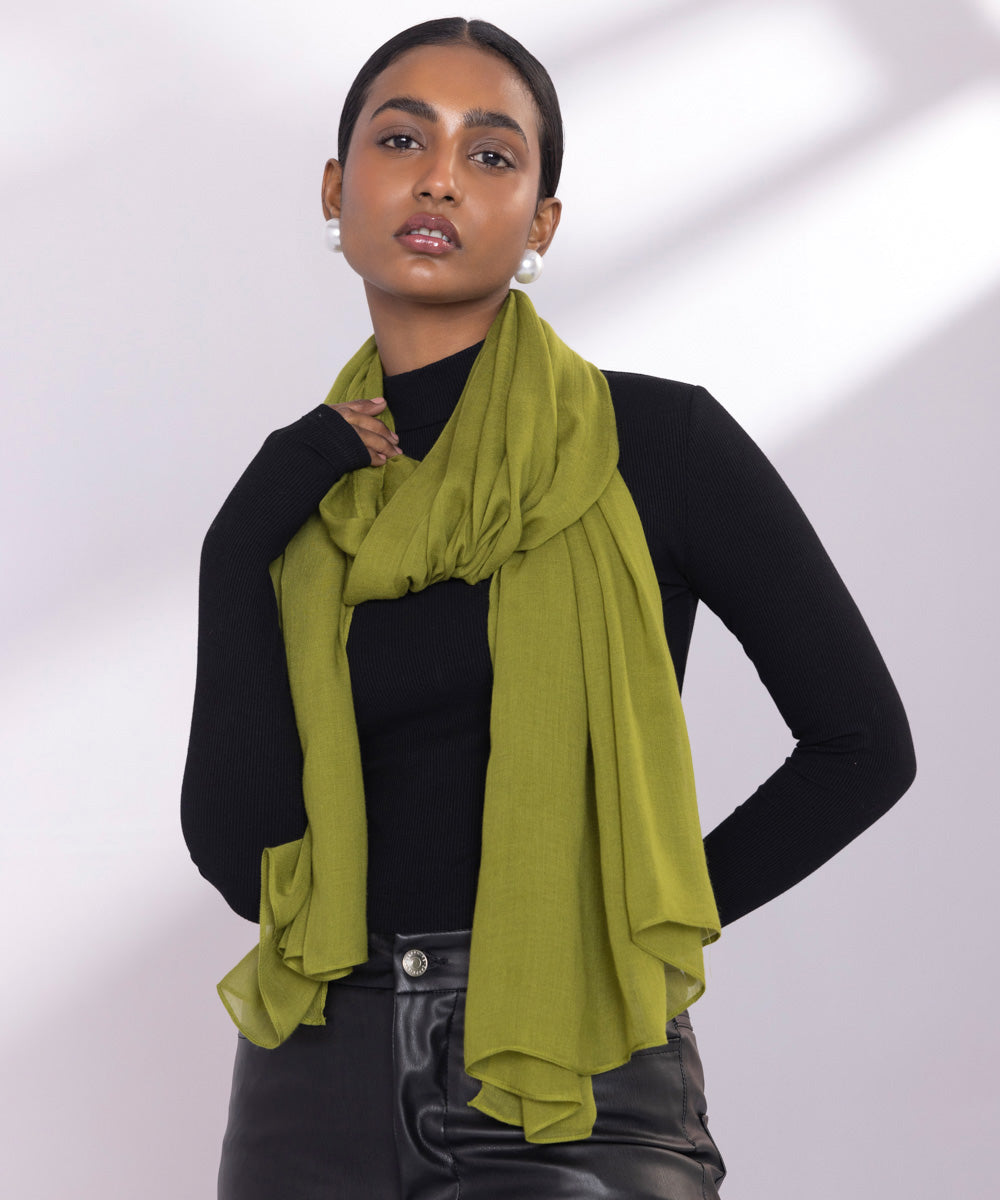 Women's Olive Lightweight Dyed Scarf