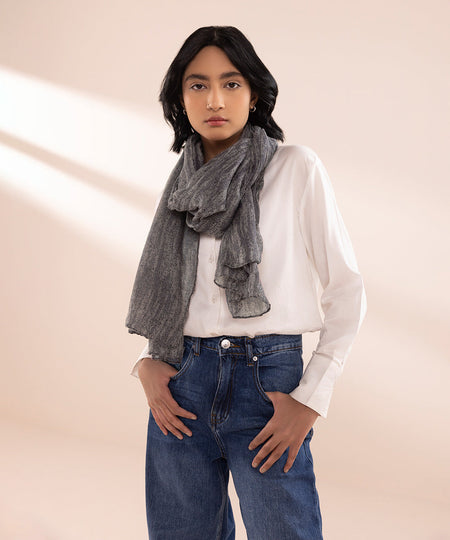 Women's Polyester Lightweight Printed Grey West Scarf