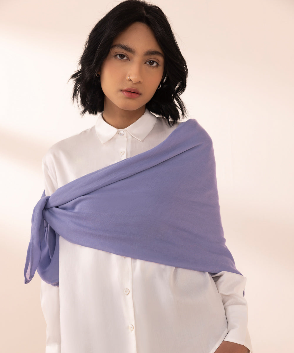 Women's Viscose Lightweight Dyed Lilac West Scarf