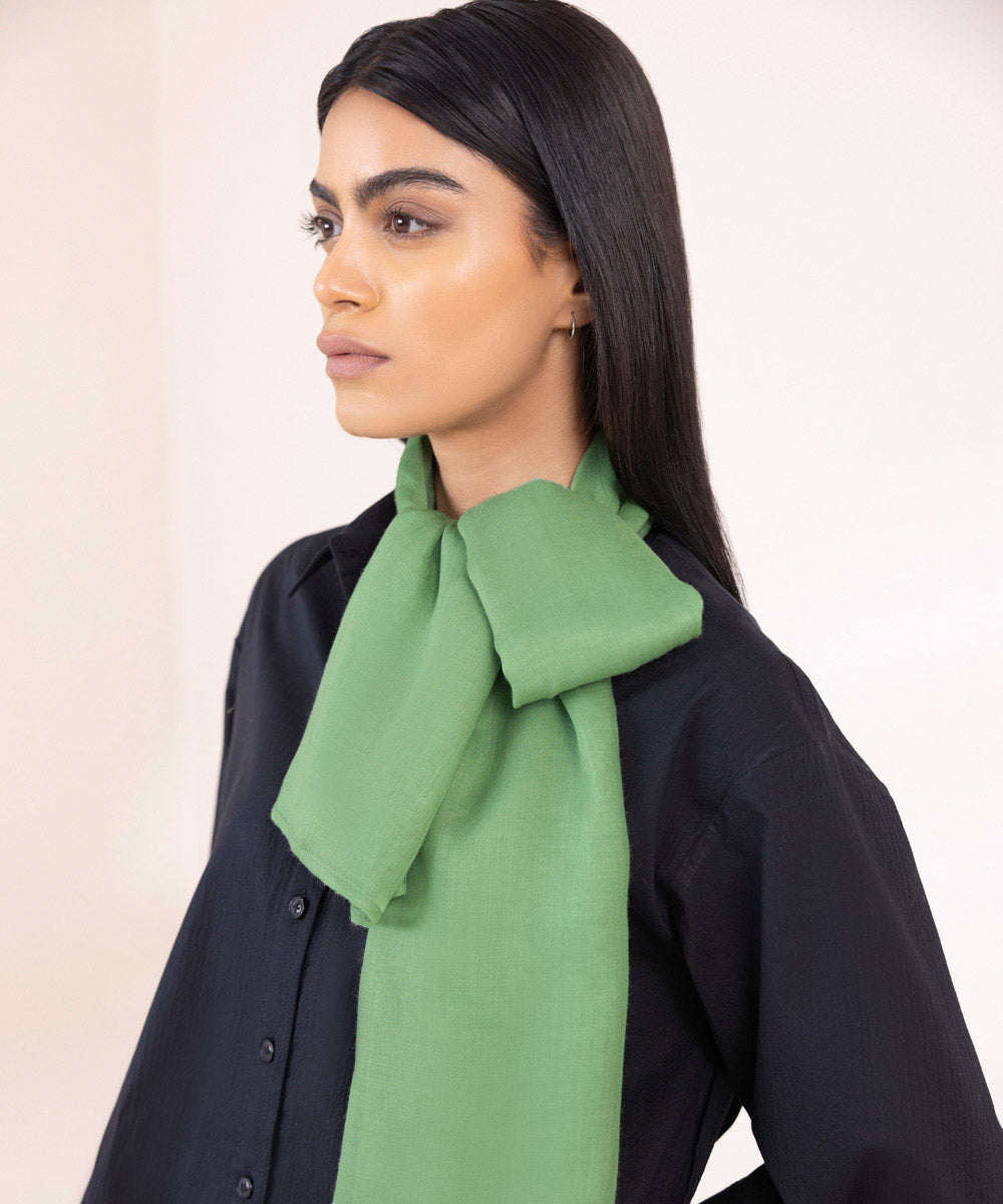 Women's Lightweight Dyed Light Green Viscose Scarf