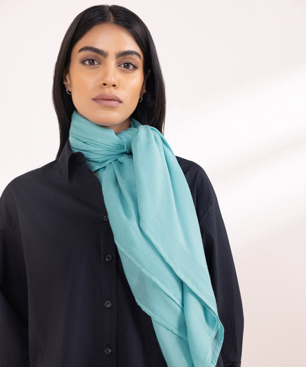 Women's Lightweight Dyed Aqua Green Viscose Scarf