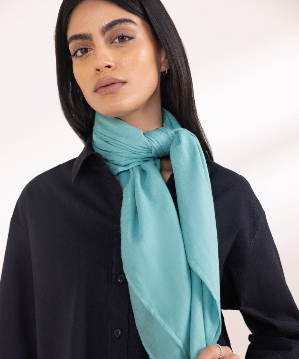 Women's Lightweight Dyed Aqua Green Viscose Scarf