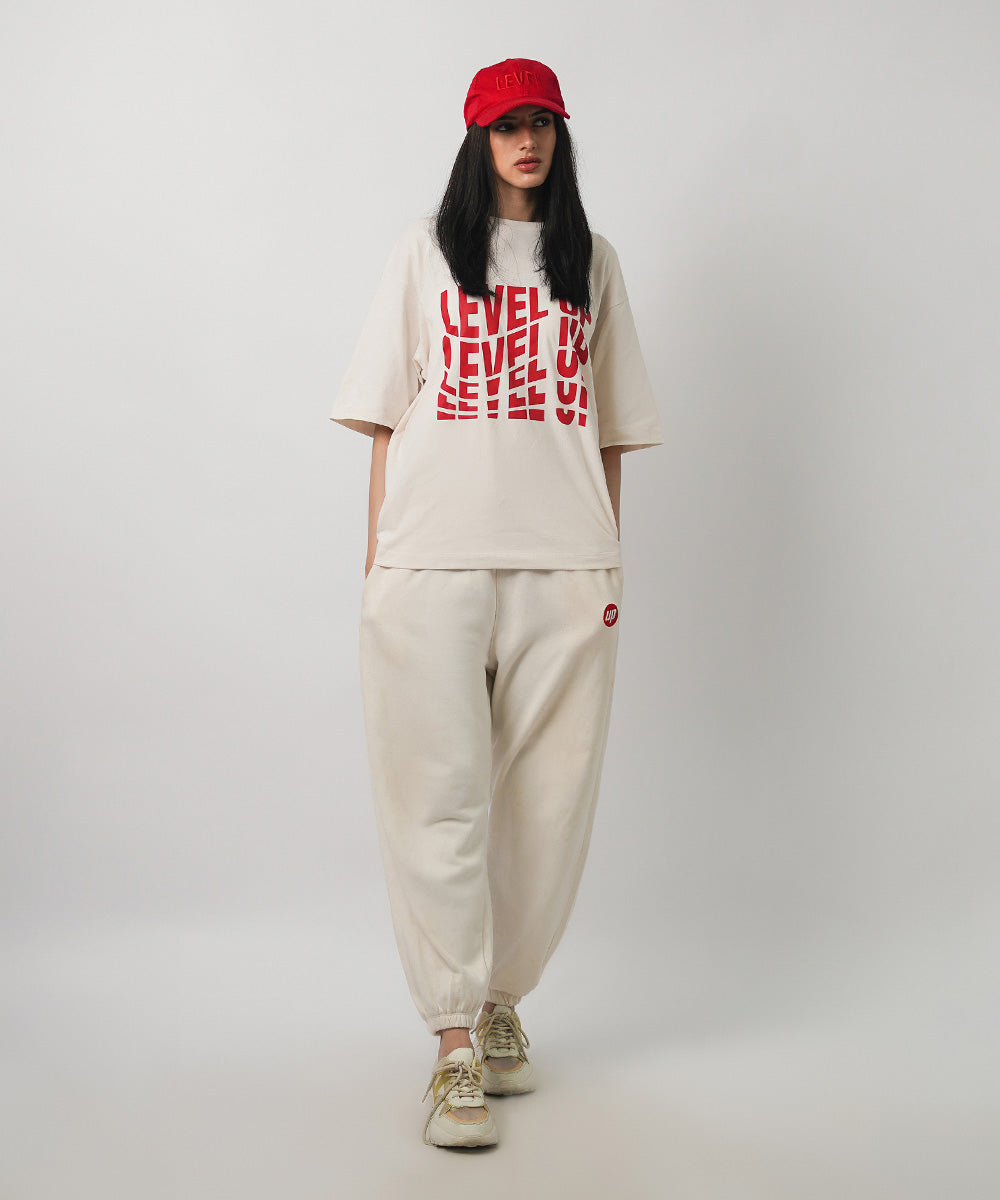 Women's West Off-White and Red Graphic T-Shirt 