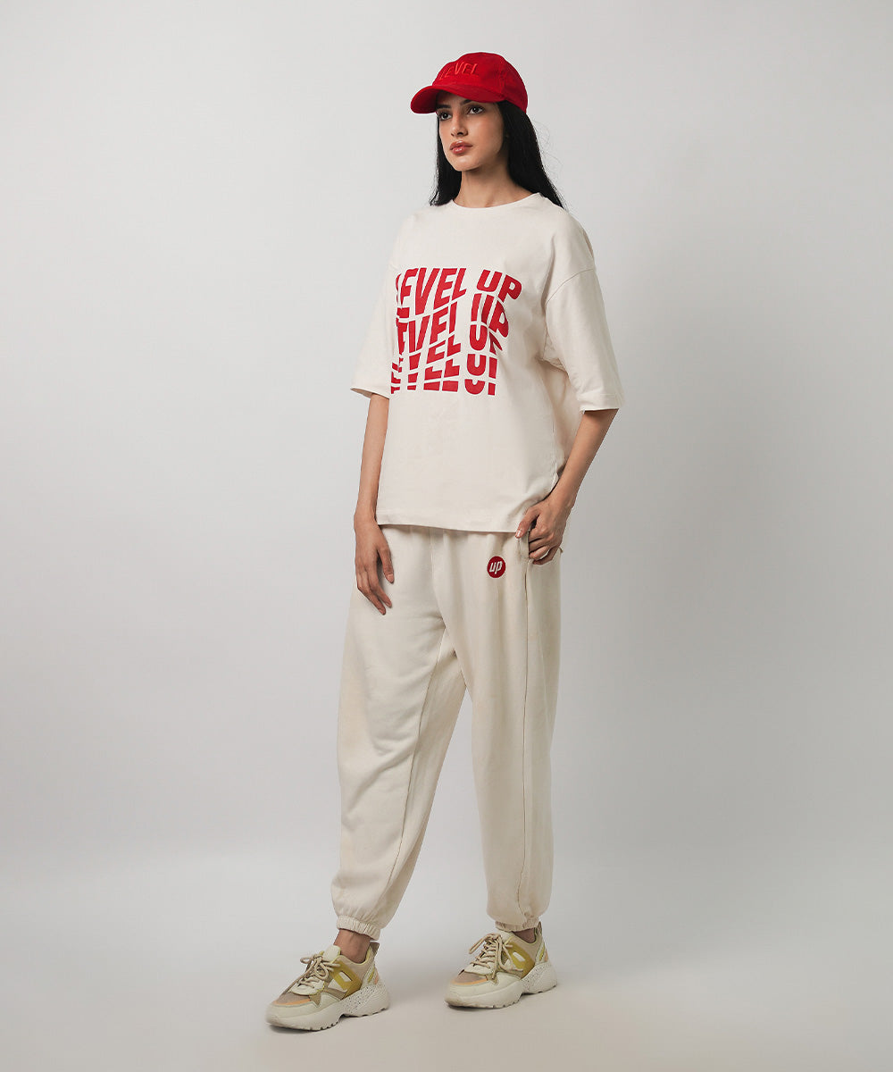 Women's West Off-White and Red Graphic T-Shirt 