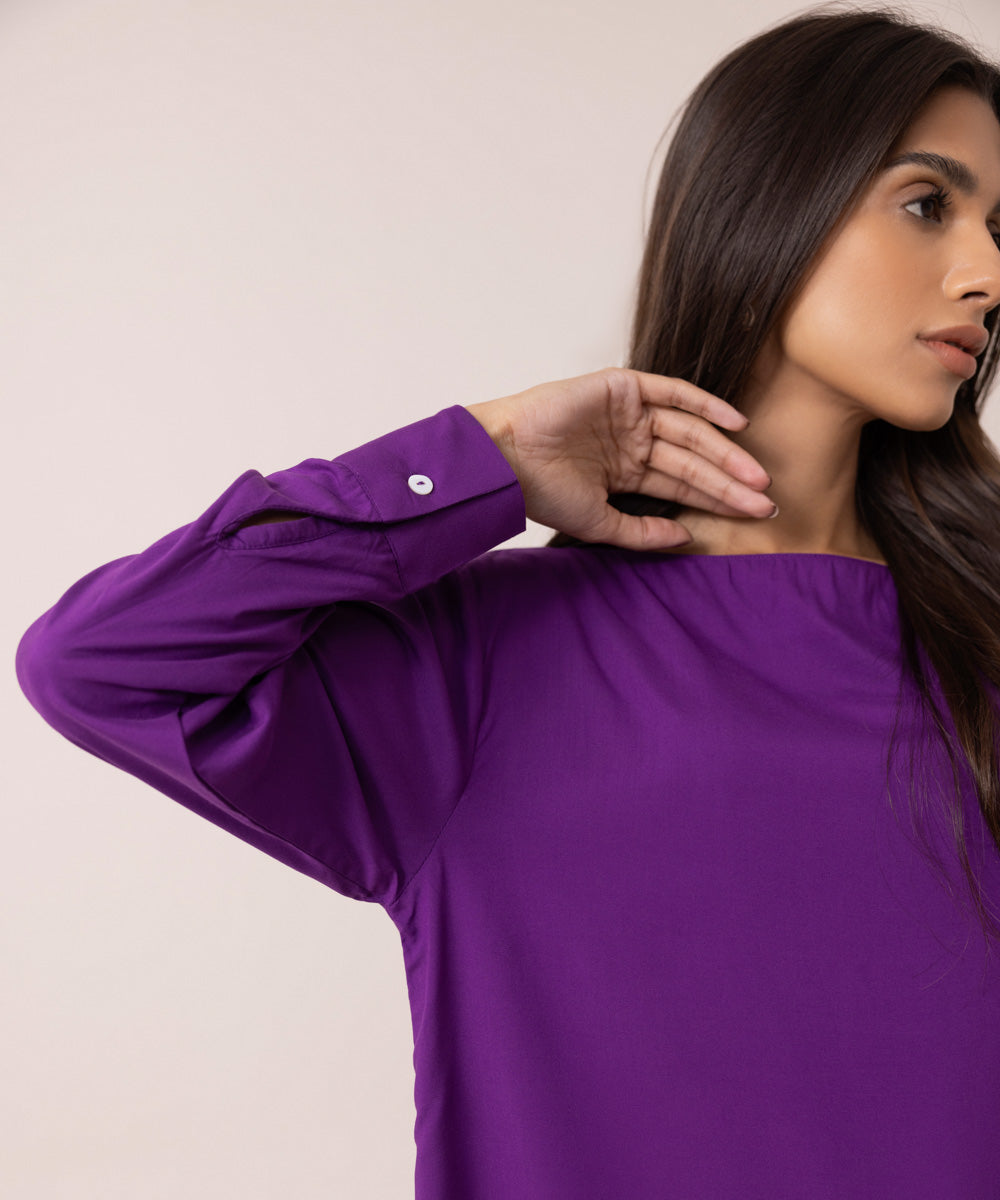 Women's Western Wear Purple Blouse