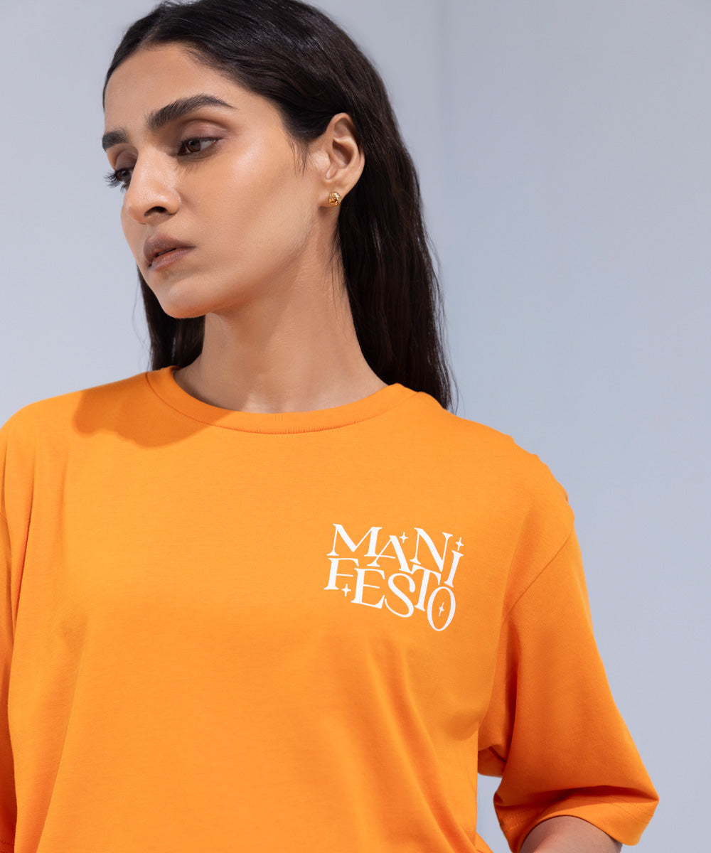 Women's Western Wear Orange T-Shirt