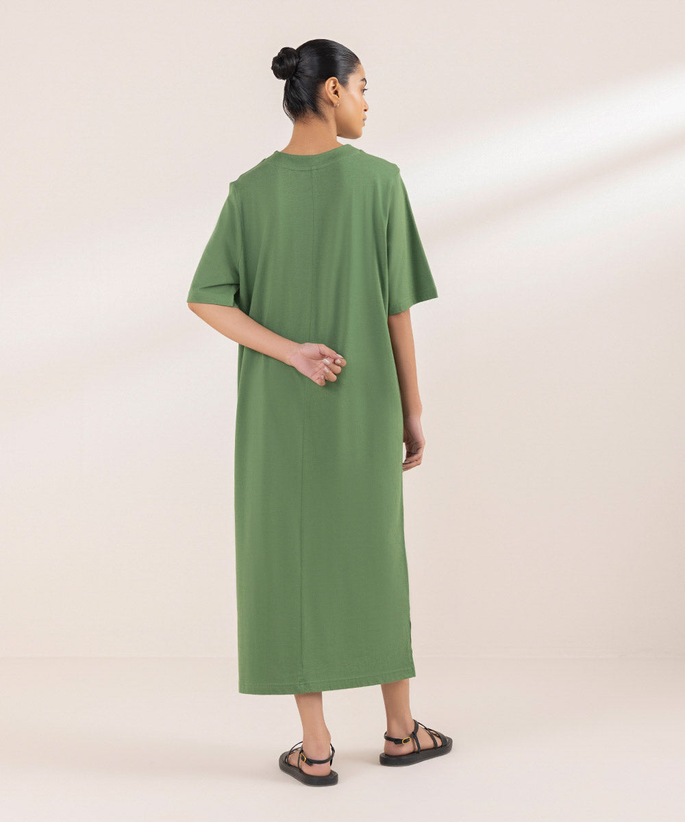 Women's Western Wear Green Dress