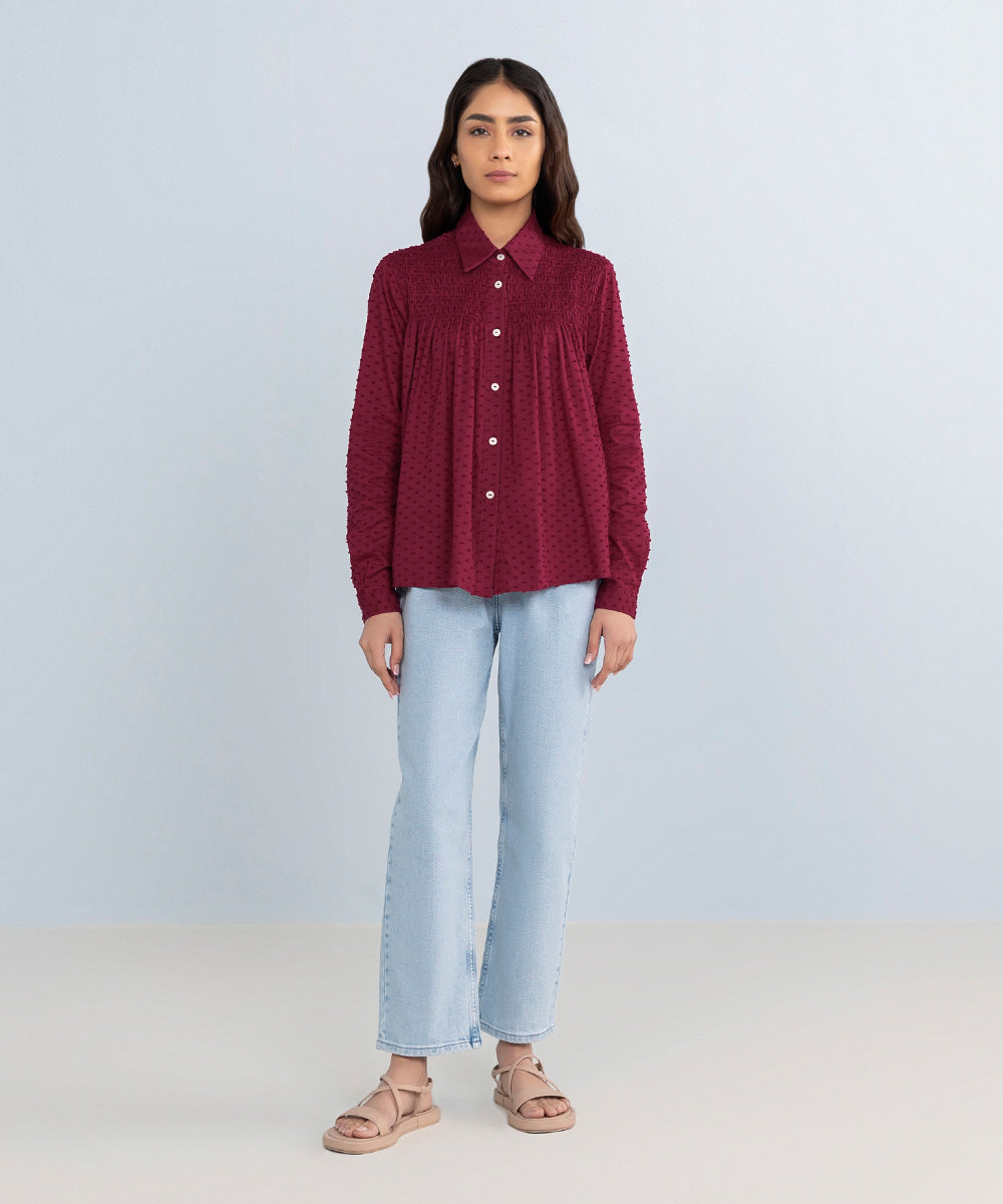 Women's Western Wear Maroon Shirt