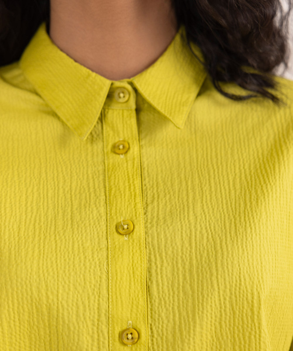 Women's Western Wear Greenish Yellow Shirt