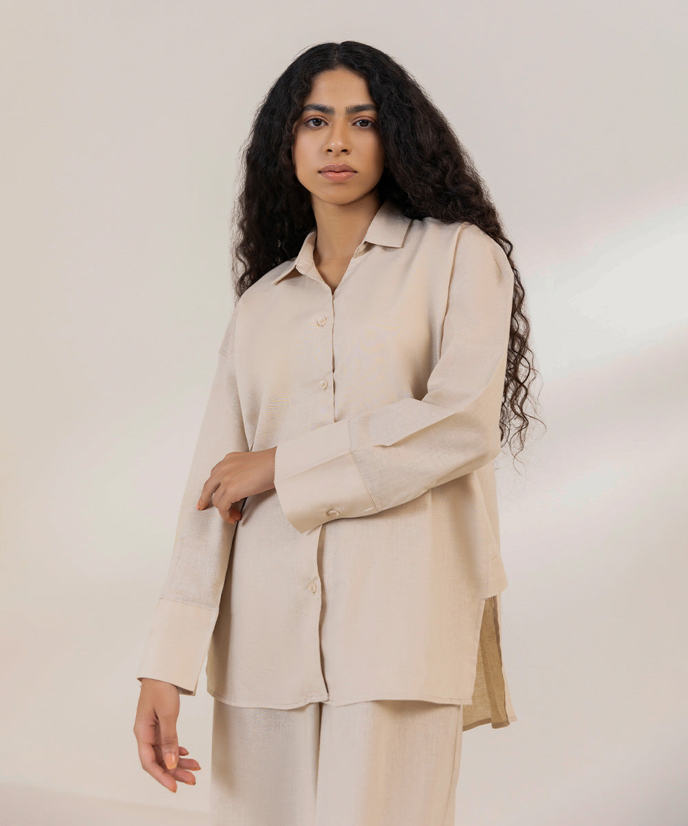 Linen Shirt With Side Gusset