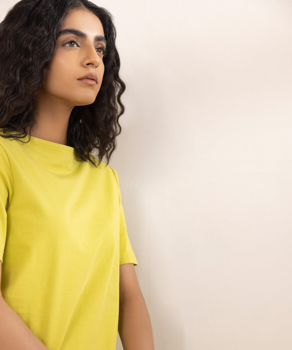 Women's Western Wear Greenish Yellow T-Shirt