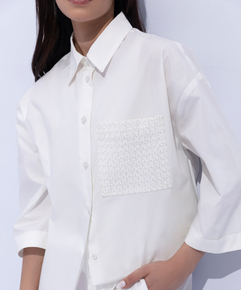 Women's Western Wear White Shirt