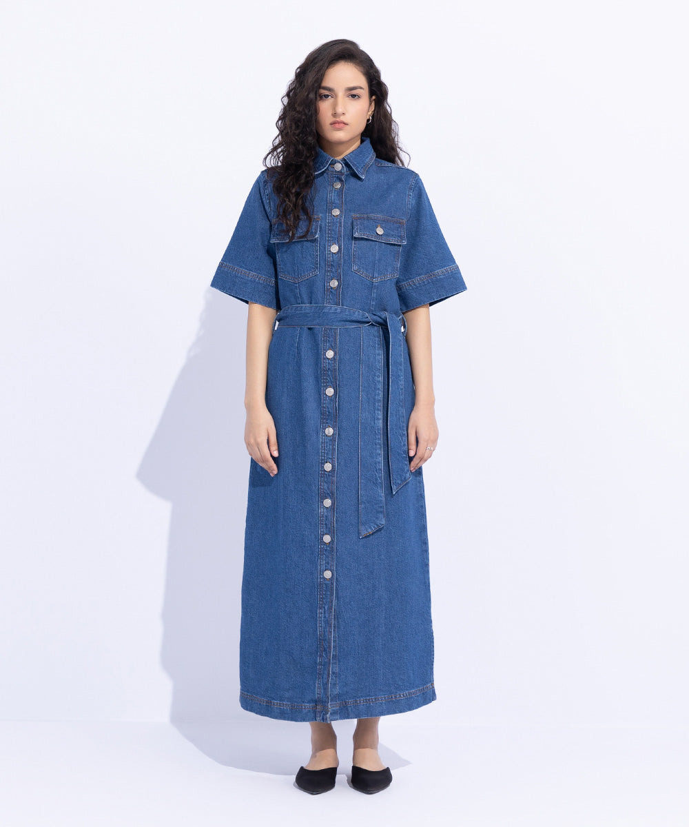 Women's Western Wear Blue Dress